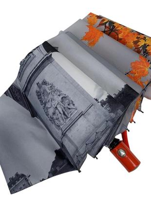 Женский зонт полуавтомат на 9 спиц, антиветер, оранжевый, toprain0544-25 фото