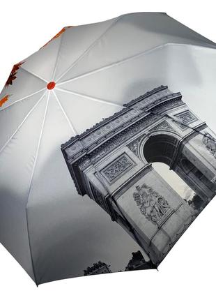 Женский зонт полуавтомат на 9 спиц, антиветер, оранжевый, toprain0544-23 фото