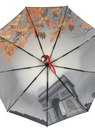 Женский зонт полуавтомат на 9 спиц, антиветер, оранжевый, toprain0544-24 фото