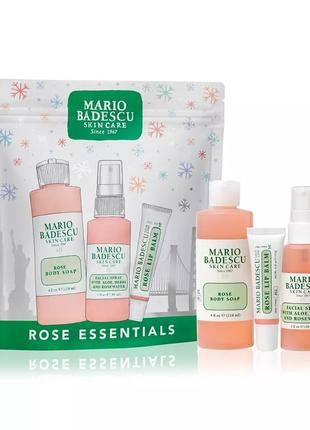 Набір для обличчя та тіла mario badescu rose body soap rose lip balm facial spray with aloe, herbs&amp; ros