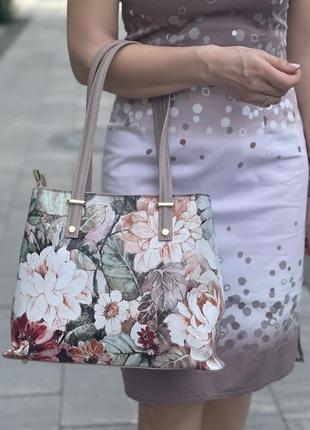 Кожаная сумка с цветочным принтом, италия