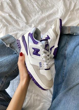 Жіночі кросівки new balance 550 white purple нью беланс білого з фіолетовим кольорів