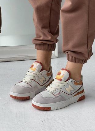 Жіночі кросівки new balance 550 white orange нью беланс білого з помаранчевим кольорів