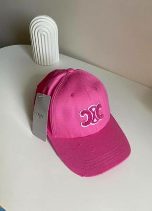 Модная кепка в стиле celine селений ярко розового цвета🩷🩷🩷