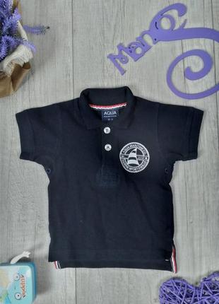 Футболка поло aqua для мальчика чёрная размер 0-6 месяцев