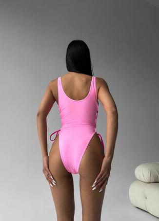 Розовый купальник с шнуровкой 💕 стильный женский купальник 💕 розовый слитный купальник3 фото