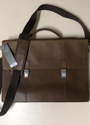 Статусний шкіряний діловий портфель marks&spencer сумка для ноутбука деловой кожаный портфель