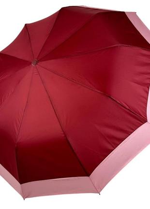Складной зонт полуавтомат с полоской по краю от bellissimo, антиветер, бордовый 019308-3