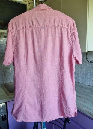 100% льон брендова рожева топова базова лляна льняна сорочка шведка теніска м paul costelloe2 фото