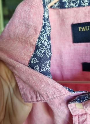 100% льон брендова рожева топова базова лляна льняна сорочка шведка теніска м paul costelloe4 фото
