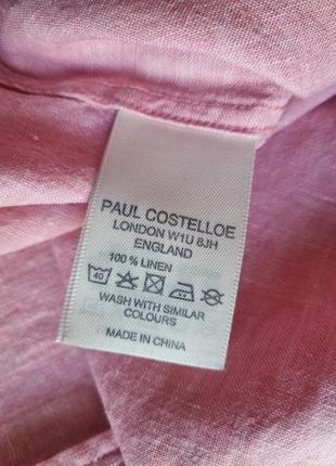 100% льон брендова рожева топова базова лляна льняна сорочка шведка теніска м paul costelloe7 фото