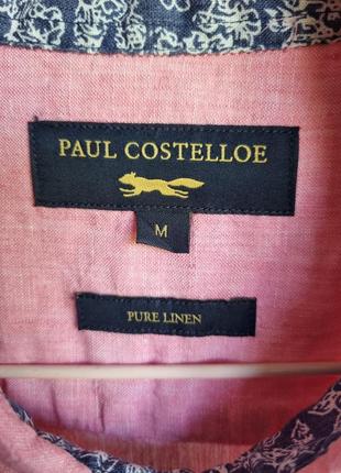 100% льон брендова рожева топова базова лляна льняна сорочка шведка теніска м paul costelloe3 фото