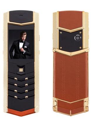 Мобільний телефон h-mobile v1 (hope v1) brown-gold vertu design кнопковий дизайнерський телефон