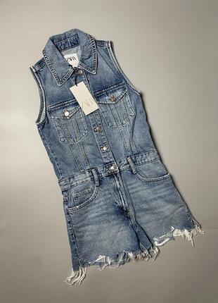 Джинсовый ромпер комбинезон zara s6 фото
