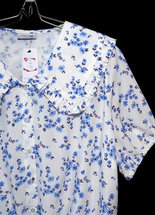 Ніжна квіткова блузка з акцентним коміром р.181 фото