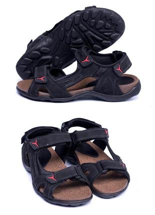 Мужские кожаные сандалии из натуральной кожи на лето *е черн. red* real
