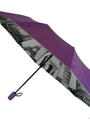 Женский зонт полуавтомат bellissimo с узором изнутри и тефлоновой пропиткой, фиолетовый, 018315-6