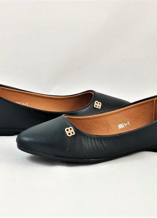 Женские балетки черные мокасины туфли (размеры: 36,37,38,39,40,41) - 01-16 фото