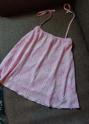 Юбка мини а силуэт розовая на резинке на подкладке