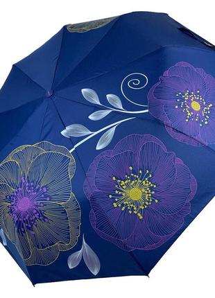 Женский складной зонт-автомат от flagman-thebest с принтом цветов, синий, fl0512-6