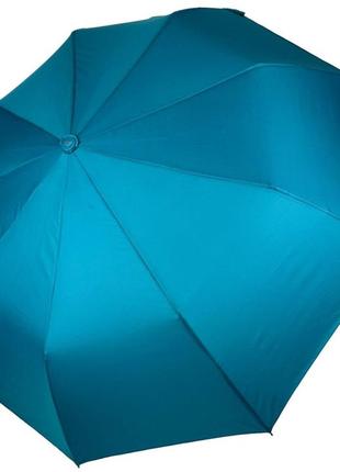 Жіноча однотонна напівавтоматична парасоля на 9 спиць антивітер від toprain, колір аквамарин, 0119-7