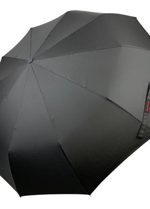 Мужской складной зонт-автомат черный, 10 спиц с прямой ручкой от toprain, антиветер, 0917-12 фото