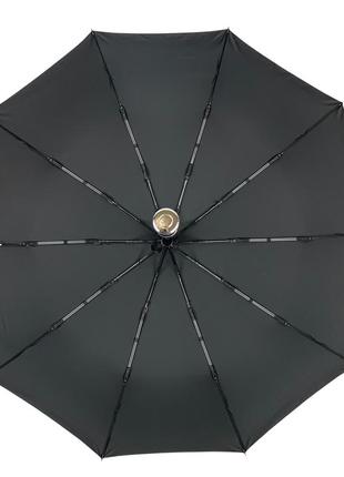 Мужской складной зонт-автомат черный, 10 спиц с прямой ручкой от toprain, антиветер, 0917-14 фото