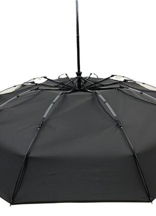 Мужской складной зонт-автомат черный, 10 спиц с прямой ручкой от toprain, антиветер, 0917-15 фото