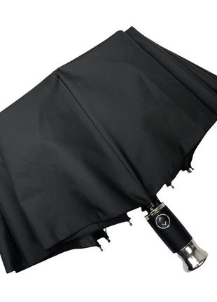Мужской складной зонт-автомат черный, 10 спиц с прямой ручкой от toprain, антиветер, 0917-18 фото