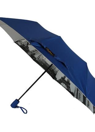 Женский зонт полуавтомат bellissimo с узором изнутри и тефлоновой пропиткой, синий, 018315-4
