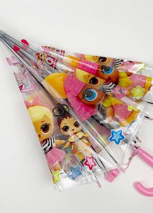 Детский зонт-трость, полуавтомат "lol / лол" от rain proof, с розовой ручкой, 0269-15 фото