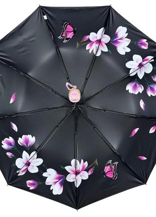 Женский зонт полуавтомат с рисунком цветов внутри от susino на 9 спиц антиветер, пудровый, sys0127-36 фото