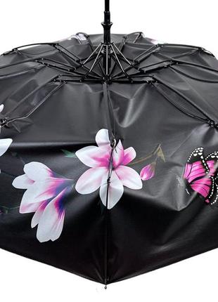 Женский зонт полуавтомат с рисунком цветов внутри от susino на 9 спиц антиветер, пудровый, sys0127-34 фото