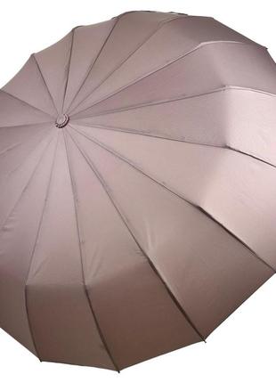 Однотонна автоматична парасоля на 16 карбонових спиць антивітер від toprain, пудровий, 0918-3