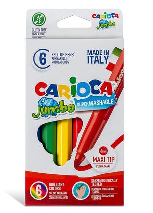 Фломастери для малювання carioca jumbo 40568 6 кольорів