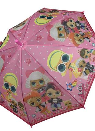 Детский зонт-трость, полуавтомат "lol / лол" от paolo rosi, с розовой ручкой, 0077-2