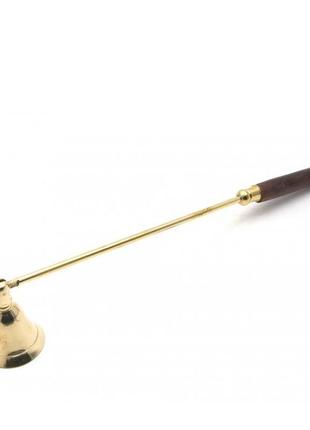 Тушарка для свічки бронзова з дерев'яною ручкою (30 см), гасник для свічки