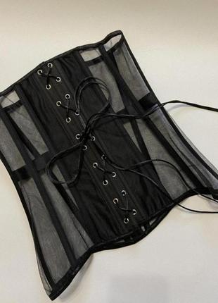 Корсет женский утягивающий талию для фигуры    16 косточек большие размеры - черный (5113)8 фото