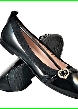 Жіночі балетки чорні мокасини туфлі лакові (розміри: 36,37,38,39,40) - 9-1