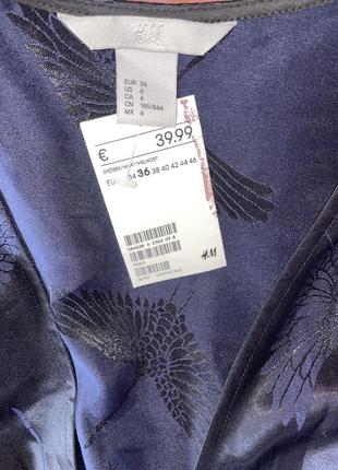 Сукня сатинова шовкова на запах плаття кімоно з журавлями basics h&m5 фото