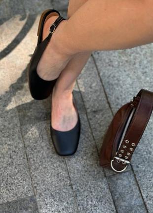 Балетки туфли женские черные кожа6 фото