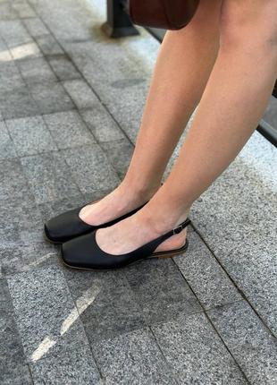 Балетки туфли женские черные кожа4 фото