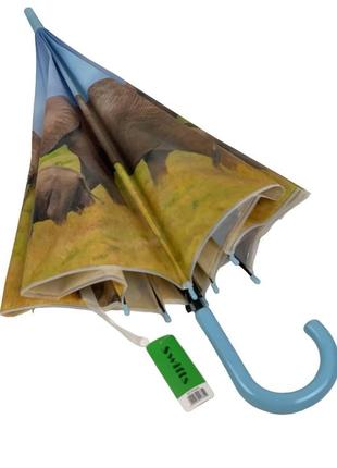 Женский зонт-трость полуавтомат с голубой ручкой от swifts с слоном, 0335-62 фото