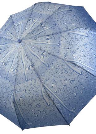 Жіноча парасоля напівавтомат "краплі дощу" від s&l на 10 спиць, блакитна, 01605р-3