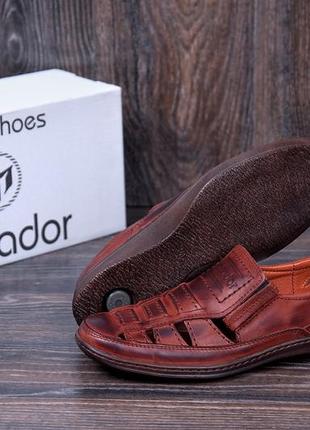Чоловічі шкіряні літні туфлі matador brown коричневі з натуральної шкіри на літо взуття *52к*6 фото