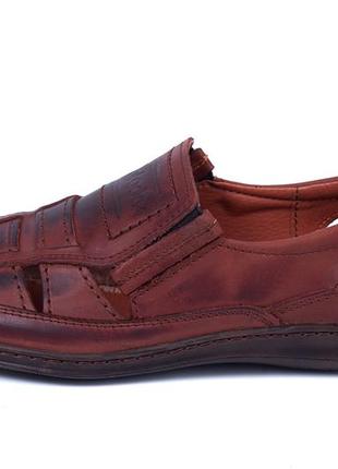 Чоловічі шкіряні літні туфлі matador brown коричневі з натуральної шкіри на літо взуття *52к*9 фото