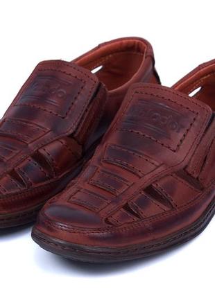 Чоловічі шкіряні літні туфлі matador brown коричневі з натуральної шкіри на літо взуття *52к*10 фото