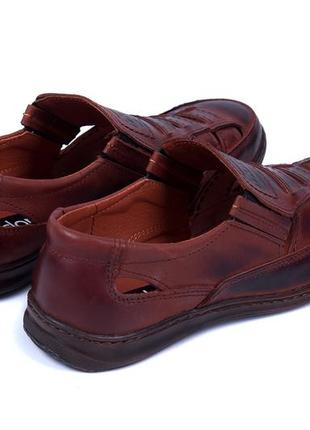 Чоловічі шкіряні літні туфлі matador brown коричневі з натуральної шкіри на літо взуття *52к*7 фото