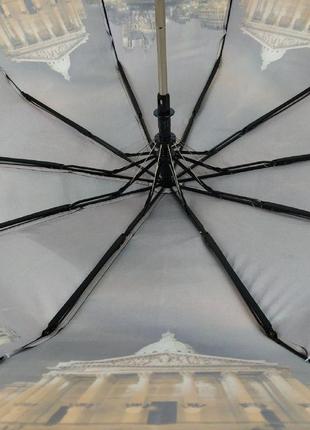 Складной женский зонт полуавтомат коричневый "ночной город" от sl 0500-22 фото