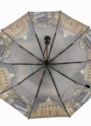 Складной женский зонт полуавтомат коричневый "ночной город" от sl 0500-26 фото